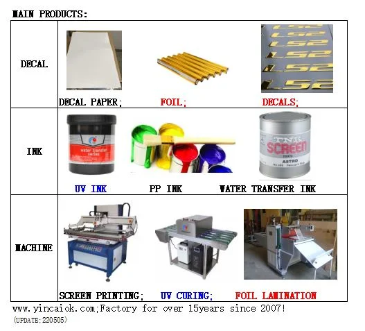 Foshan Yincai PP_PVC_PC Ink Water Based Ink Cold glue for Plastic