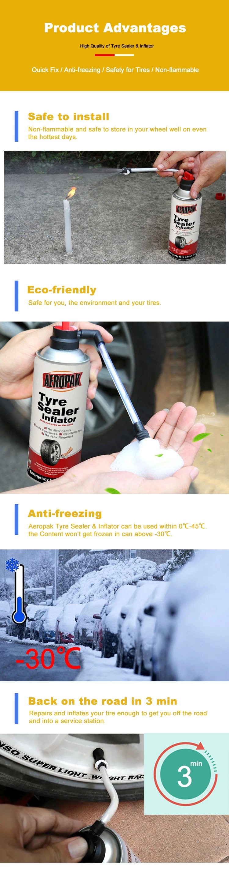 Aeropak Tyre Sealant Tire Repair Foam