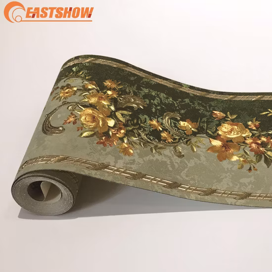 럭셔리 금박 컬러 PVC 3D 벽지 테두리 꽃(220g/sqm 17.6CM*5M)